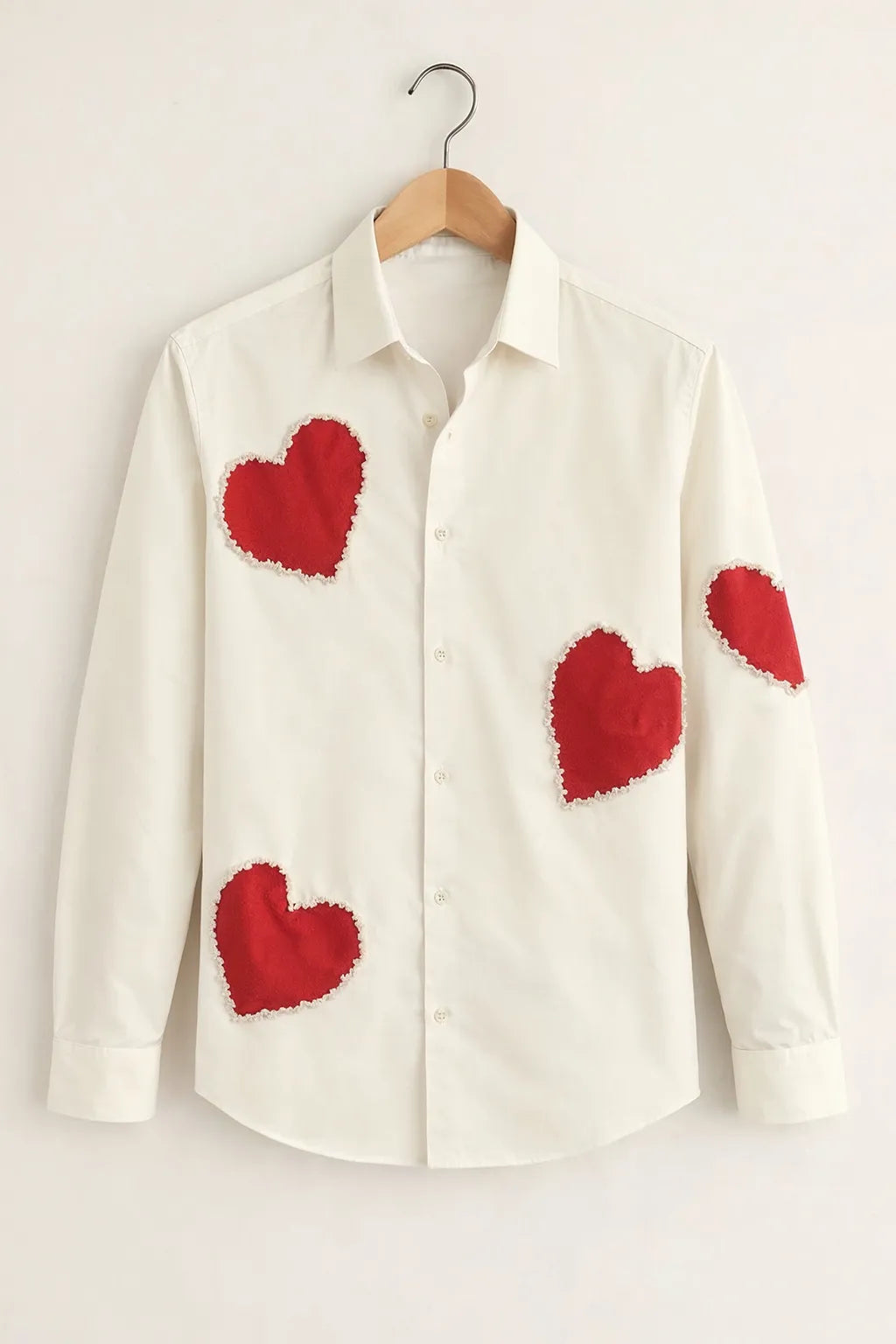 Men’s Red Heart Patch Print Designer Shirt