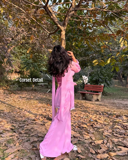 90’s Style Baby Pink Georgette Palazzo Sharara suit For Women  Festive Wear
