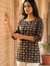 Black & Gold Elephant Block Print Cotton Short Kurti for Women (Buy 1 Get 1 Free)