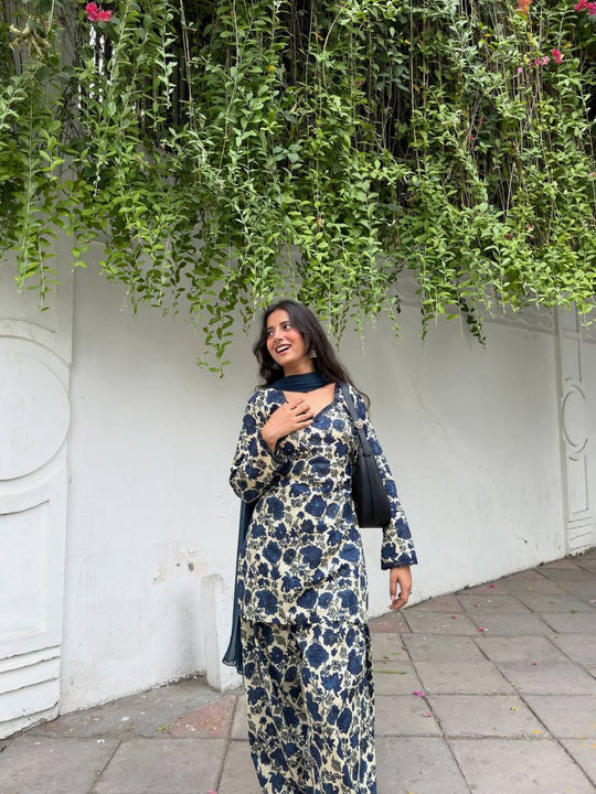 Elegant Cotton Floral Print Ethnic Kurta Set for Women