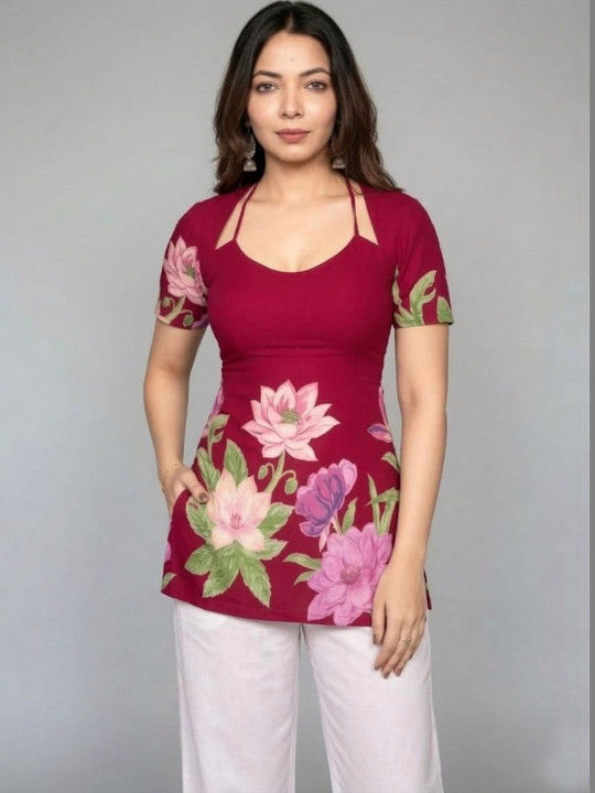 Floral Printed Tie-Up Back Kurti