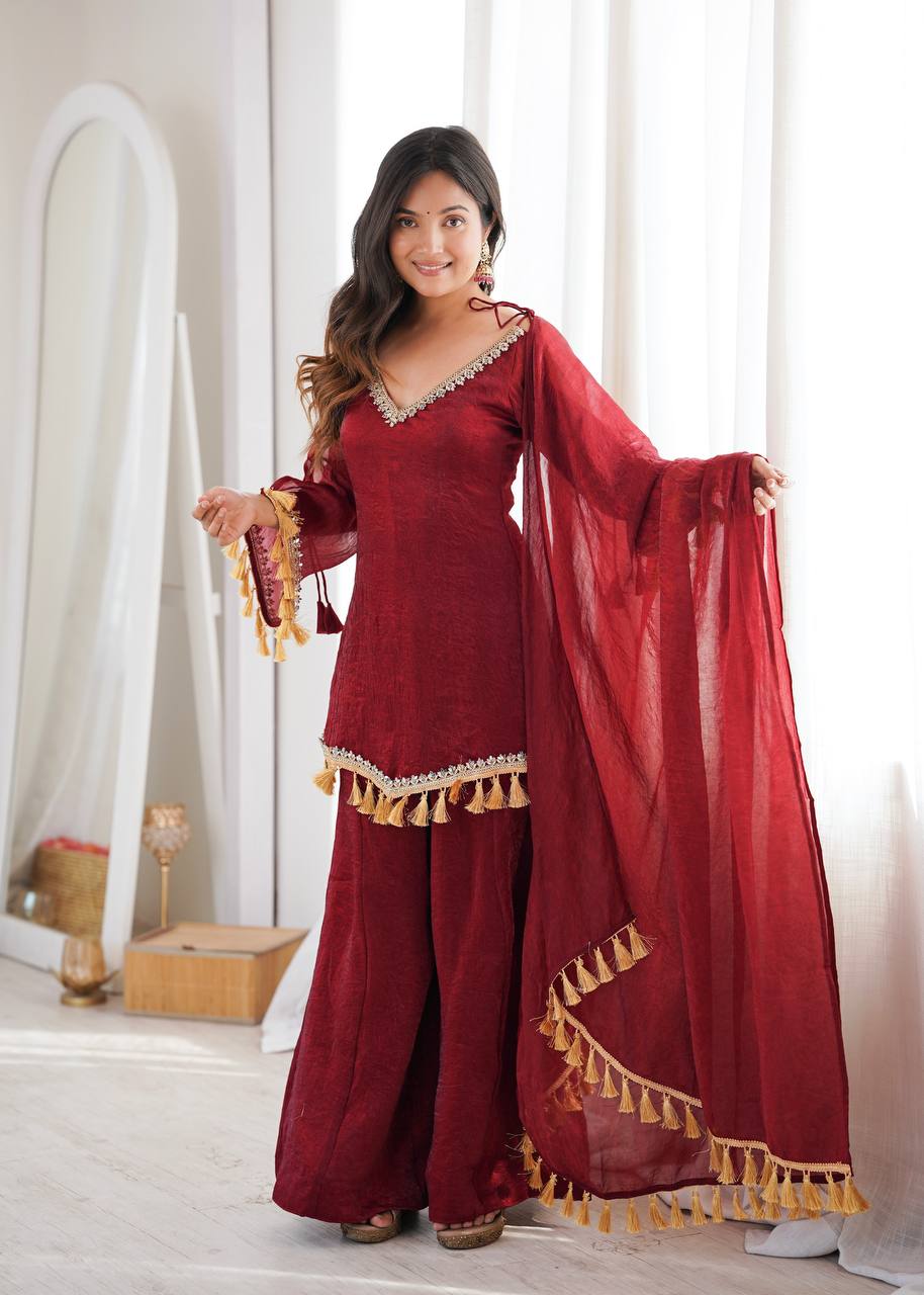 Mirror Lace Doremon Crush Palazzo Set