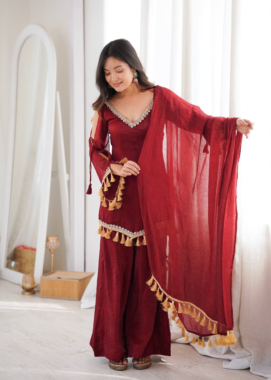 Mirror Lace Doremon Crush Palazzo Set