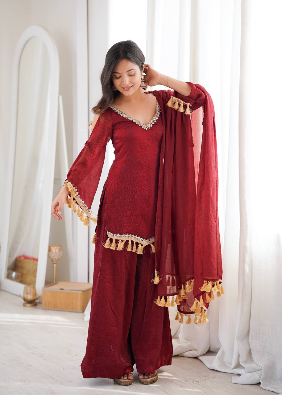 Mirror Lace Doremon Crush Palazzo Set