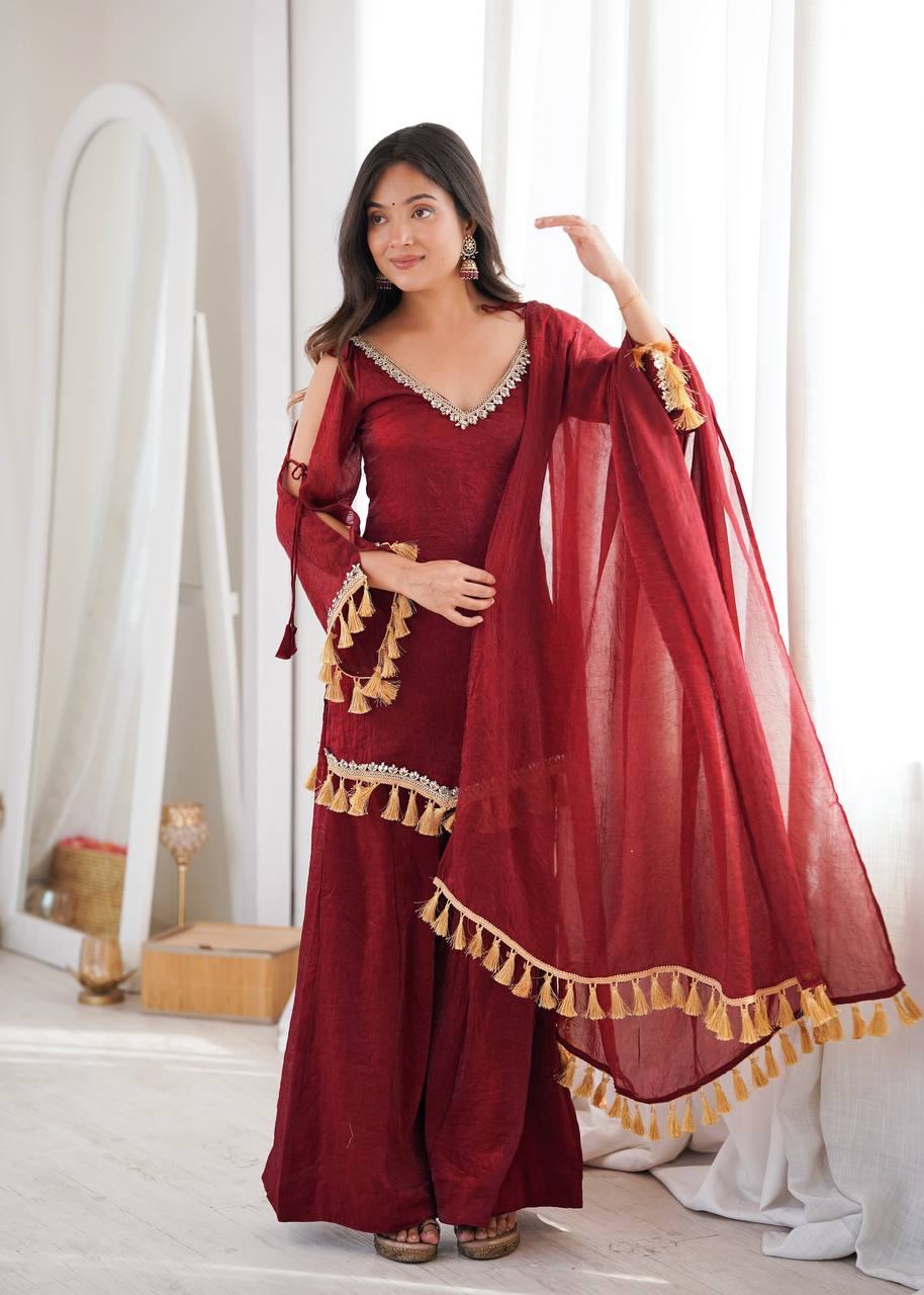 Mirror Lace Doremon Crush Palazzo Set
