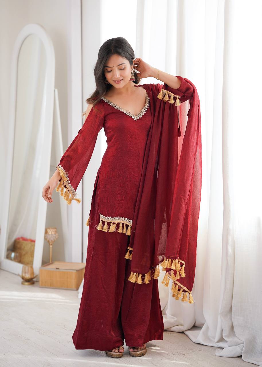 Mirror Lace Doremon Crush Palazzo Set