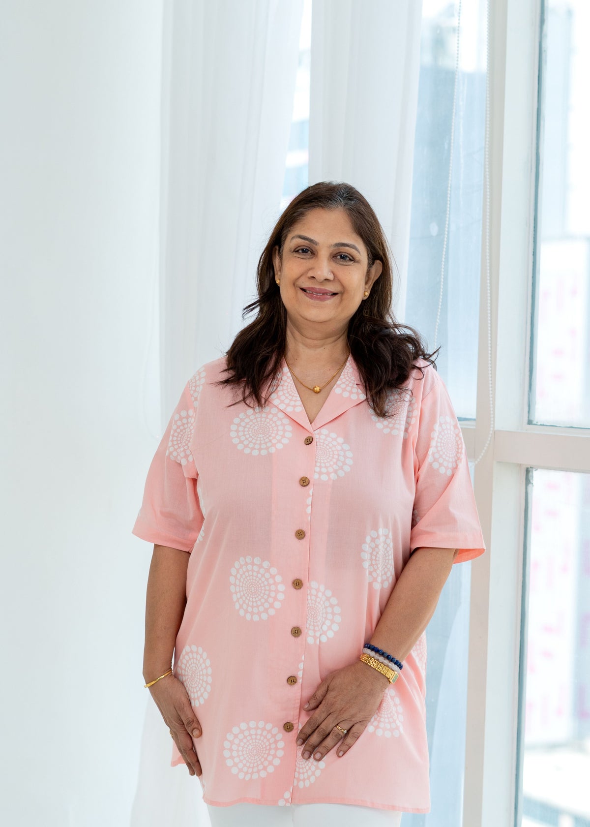 Peach Handblock Cotton Shirt Kurti (Buy 1 Get 1 Free)